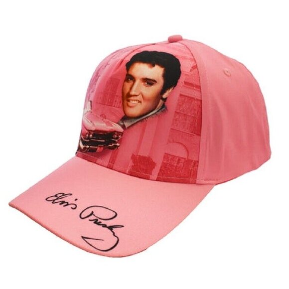 New Elvis Presley Pink Cadillac Baseball Hat Cap Gift NWT Guitars Photo Smile - Picture 2 of 3